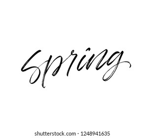 Spring phrase. Hand drawn brush style modern calligraphy. Vector illustration of handwritten lettering. 