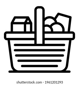 Spring picnic basket icon. Outline Spring picnic basket vector icon for web design isolated on white background