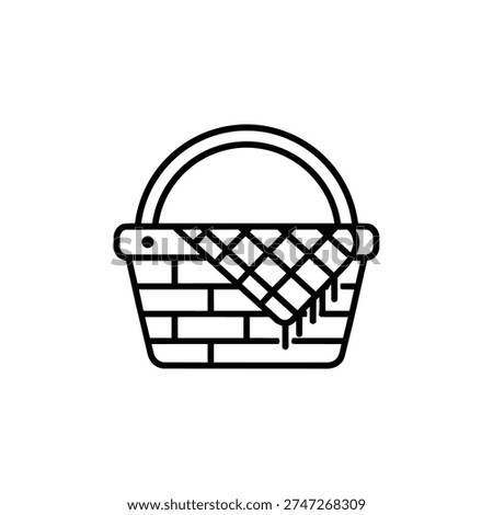 Spring picnic basket vector illustration black and white spring picnic basket icon