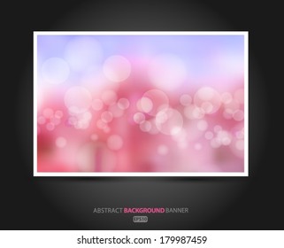 Spring Pink and Blue abstract blurred background with bokeh effect. Banner spring, nature, overcast. Vector EPS 10 illustration.