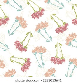 Spring Pink Flower Fresh Garden Vector Seamless Pattern can be use for background and apparel design