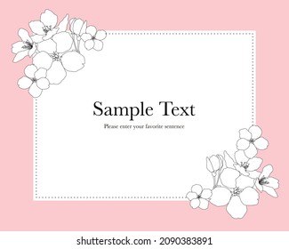 Spring pink frame illustration using line art cherry blossoms
