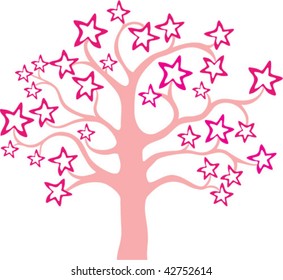 spring pink tree with star