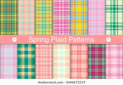 Spring plaid bundles, textile design, checkered fabric pattern for shirt, dress, suit, wrapping paper print, invitation and gift card.