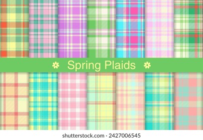 Spring plaid collection, textile design, checkered fabric pattern for shirt, dress, suit, wrapping paper print, invitation and gift card.