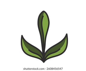 Spring plant bud illustration in green colors. Sprout, planting and nature design element. Isolated vector image