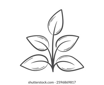 Spring plant with five leaves line illustration. Spring, planting and nature design element. Isolated vector image