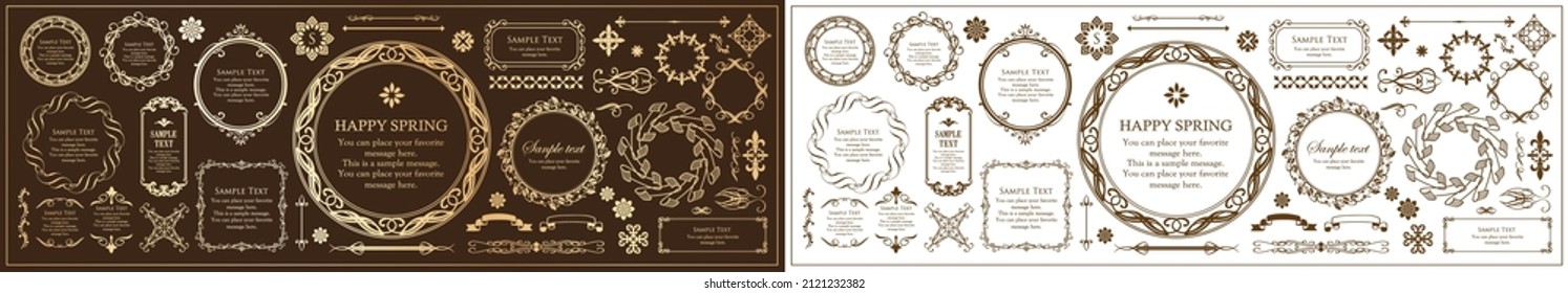 Spring plant motif frameset. Vintage flower. Decorative design. Trendy treatment