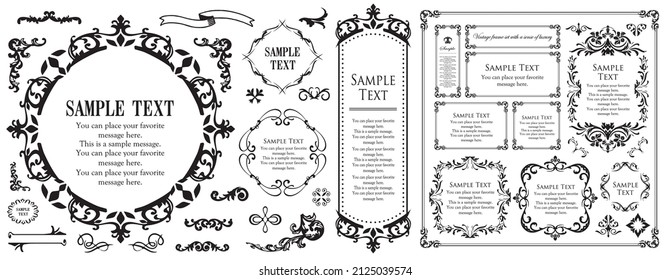 Spring plant motif frameset. Vintage flower. Decorative design. Trendy treatment