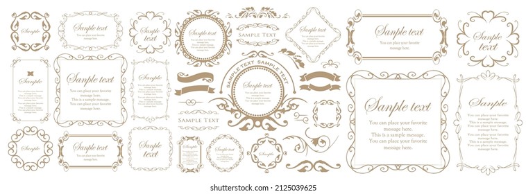 Spring plant motif frameset. Vintage flower. Decorative design. Trendy treatment