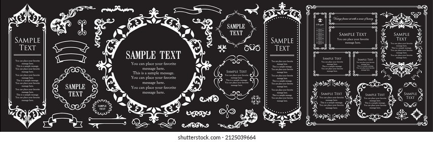 Spring plant motif frameset. Vintage flower. Decorative design. Trendy treatment