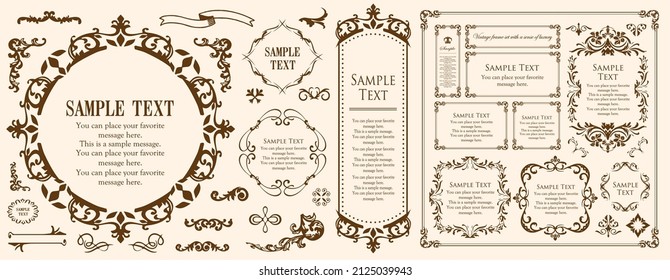 Spring plant motif frameset. Vintage flower. Decorative design. Trendy treatment