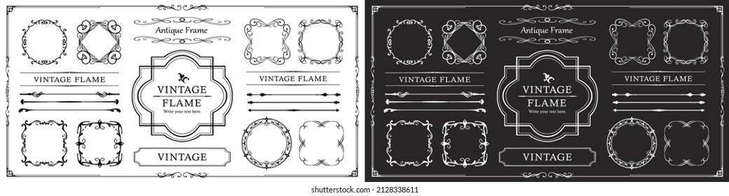 Spring plant motif frameset. Vintage flower. Decorative design. Trendy treatment