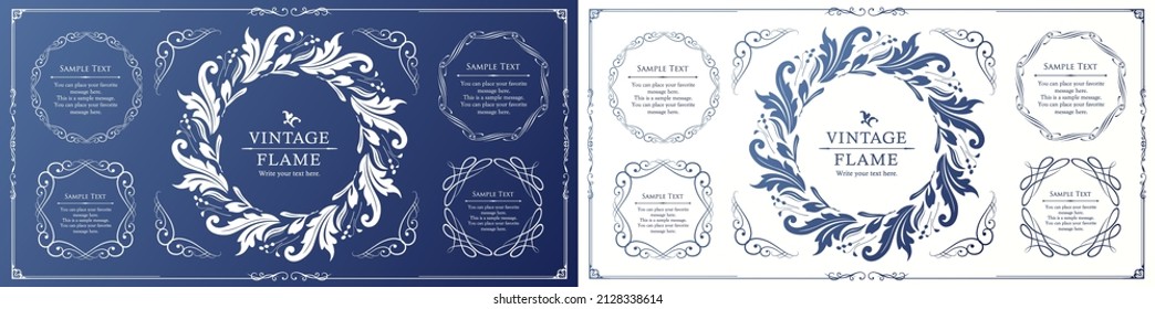 Spring plant motif frameset. Vintage flower. Decorative design. Trendy treatment