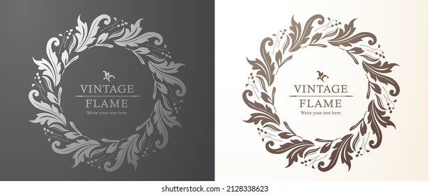 Fruchtpflanzenmotiv Frameset. Vintage Blume. Dekoratives Design. Trendbehandlung
