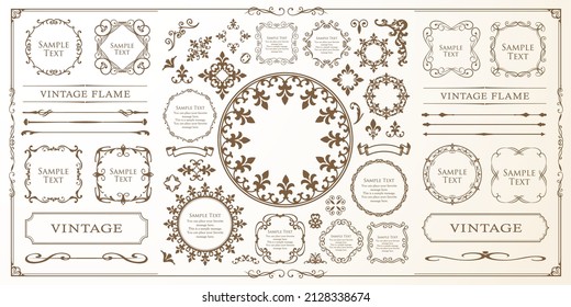 Spring plant motif frameset. Vintage flower. Decorative design. Trendy treatment