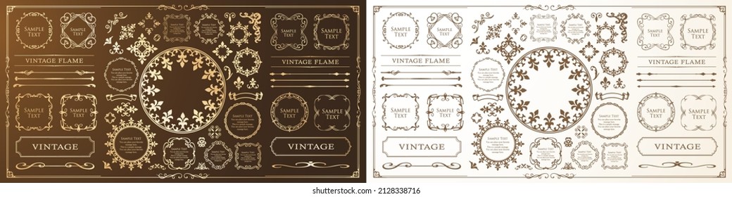 Spring plant motif frameset. Vintage flower. Decorative design. Trendy treatment