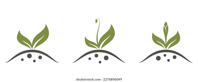 spring plant sprout icons. planting, gardening and farming symbol. isolated vector image