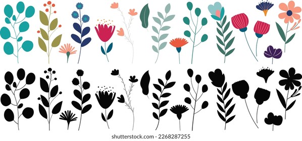 spring plants set isolated, vector