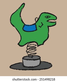 spring playground dinosaur vector illustration