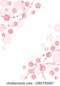 Spring plum frame with watercolor texture