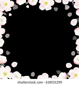 Spring Poster With Apple Tree Flowers Gradient Mesh, Vector Illustration