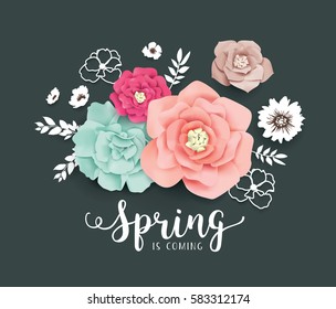 Spring poster with beautiful blossom flowers