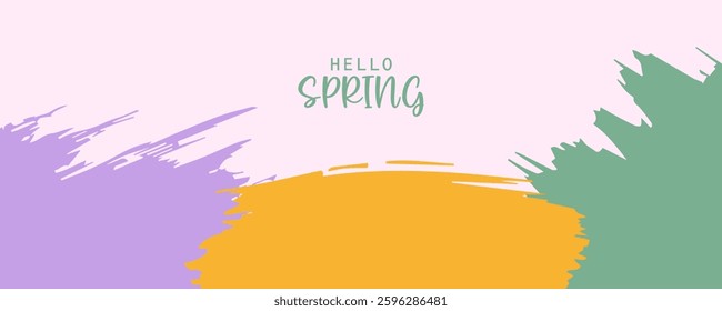 Spring poster cards.Hand-drawn flyers for decoration spring events, Mother's Day, Easter. Beautiful spring banner with Field daisies flowers and grass. in watercolor Concept of trendy spring cover.