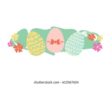 Spring poster, decorated Easter eggs set
vector illsutration