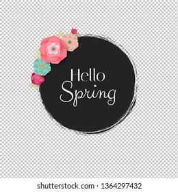 Frühlingsplakat mit Blumen Transparenter Hintergrund mit Farbverlauf-Mesh, Vektorgrafik