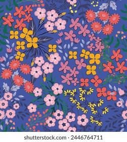 Spring pre-spring wildflowers print. Seamless floral pattern. Flower design for textile, fabric, cloth design, covers, manufacturing, wallpapers, print, gift wrap and scrapbooking