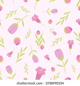 Spring pretty flowers seamless vector pattern design. Textile and fabric. Card print