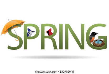 Spring promotional design element. EPS 8 vector, grouped for easy editing. No open shapes or paths.