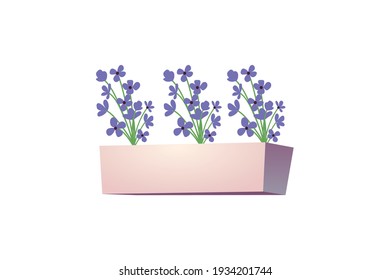 Spring Purple Flower Long Pot Vector Icon