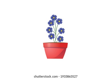 Spring Purple Flower Pot Vector Icon