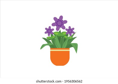 Spring Purple Flower Pot Vector Icon