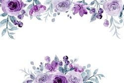 Spring Purple Rose Flower Watercolo For Wedding, Birthday, Card, Background, Invitation, Wallpaper, Sticker, Decoration Etc.