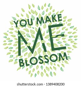 Spring quote template (green leaves) green colors