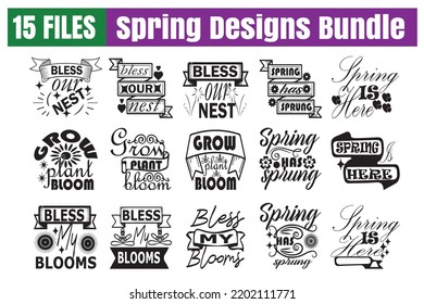 Spring Quotes svg Bundle. Quotes about Spring, Spring cut files Bundle of 15 svg eps Files for Cutting Machines Cameo Cricut, Spring Quotes svg