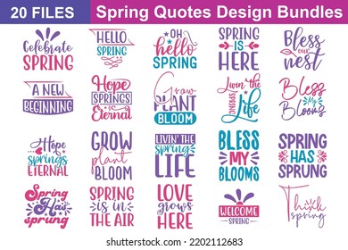 Spring Quotes svg Bundle. Quotes about Spring, Spring cut files Bundle of 20 svg eps Files for Cutting Machines Cameo Cricut, Spring Quotes svg