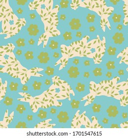 Spring Rabbits Vector Seamless Pattern