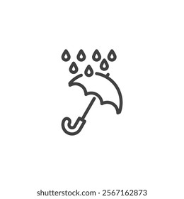 Spring Rain line icon. linear style sign for mobile concept and web design. Umbrella under the raindrops outline vector icon. Symbol, logo illustration. Vector graphics
