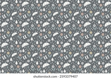 Spring Rain Seamless Geometric Pattern Vector Background