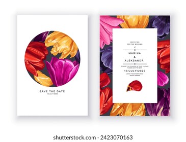 Flores realistas de primavera. Plantas de primavera floral vectorial altamente detalladas sobre fondo oscuro. Fácil de editar y personalizar para su diseño, patrones, tarjetas, banners, posters plantillas para publicidad 