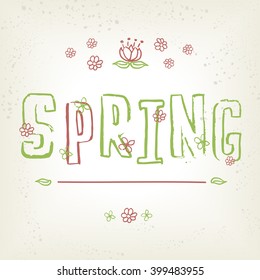 Spring, red and green set of graphic signs 