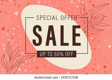 Spring red pink coral sale,super big finale special offer, horizontal banner bright background.Abstract discount design template sale layout poster.Mega sale vector illustration.Promotion modern flyer