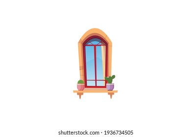Spring Red Window Vector Icon