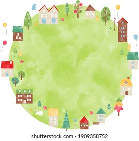 Spring residential area landscape frame