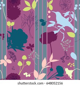 Spring retro floral print. Silk scarf vector graphics.