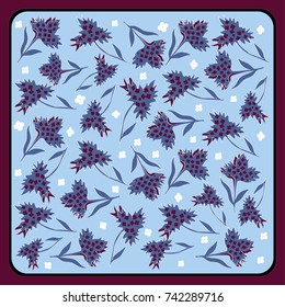 Spring retro floral print. Silk scarf vector graphics. Trend colors Fall 2017